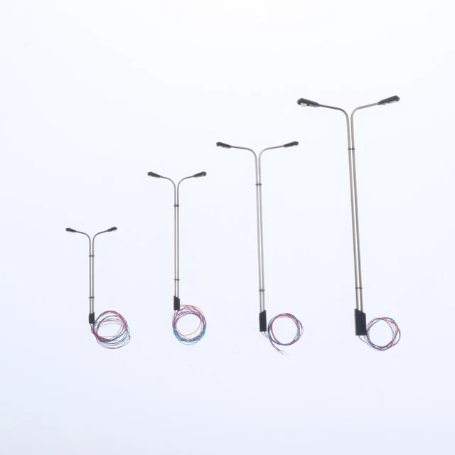 Set Di 10 Lampioni Stradali In Miniatura Per Plastico Ferroviario HO TT N Scala 1:100-1:150, 12V LED