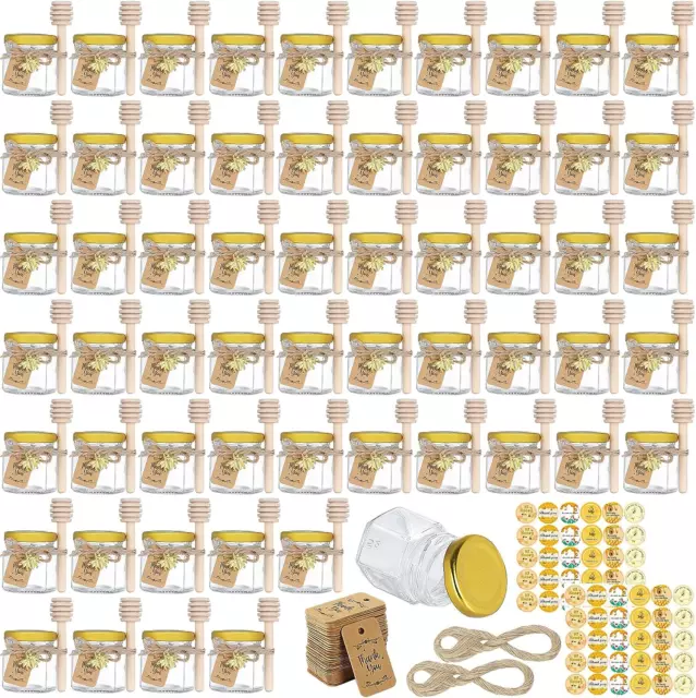 60 Pack Small Glass Jars with Lids 1.5 Oz Mini Honey Jars for Candle Making  New