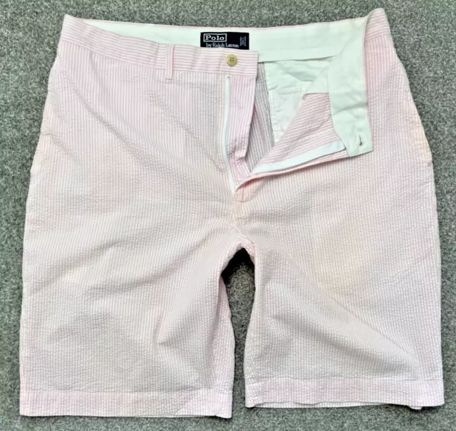 Polo Ralph Lauren Smart pantaloncini chino da uomo W34 vestibilità classica rosa e bianco gesso