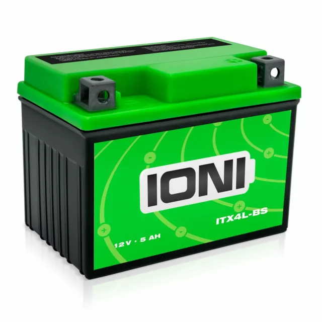 Batterie 12V 5Ah AGM IONI ITX4L-BS SLA4L-BS Motorrad Roller ähnl YB4L-B YTX5L-BS