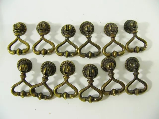 lot 12 boutons de tiroir alliage métal couleur patiné bronze de meuble vintage