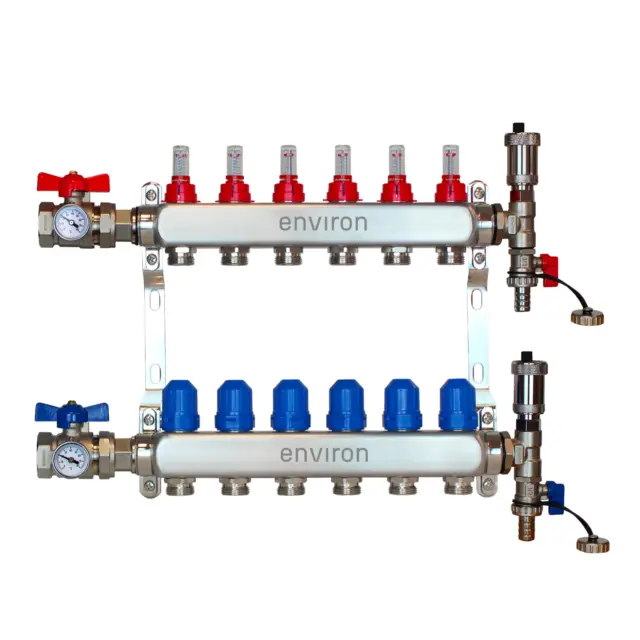 Stainless Steel Heating Manifold 2-12 Compartment for Underfloor With Connection