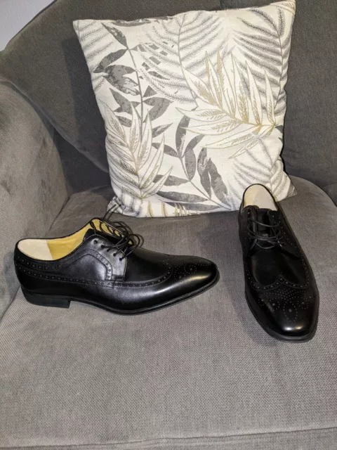 BRAND NEW STEPTRONIC Black Sheepskin Leather Francis Lace Up Derby