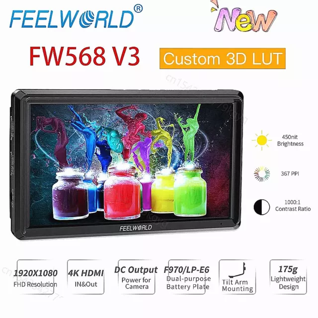 FEELWORLD FW568 V3 6 Inch 3D LUT DSLR Camera Field Monitor IPS Full HD1920X1080 2