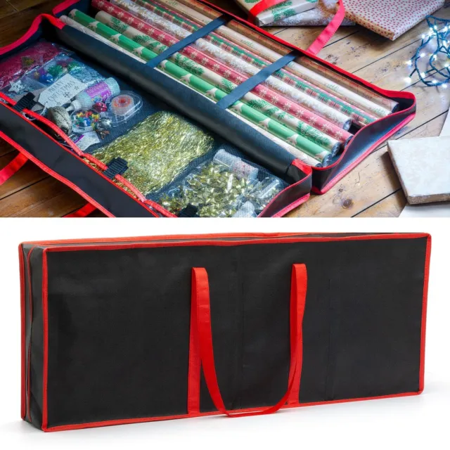 Christmas Wrapping Paper Storage Bag Xmas Gift Wrap Decoration Tidy Organiser UK