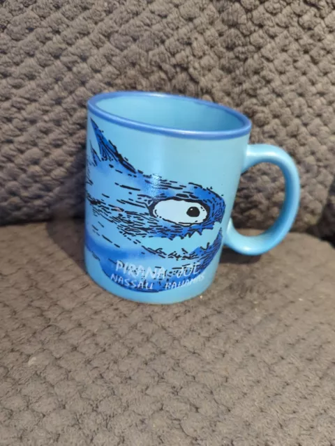 Blue Pirana Joe Nassau Bahamas Piranha Coffee Tea Mug Cup about 8 oz rare