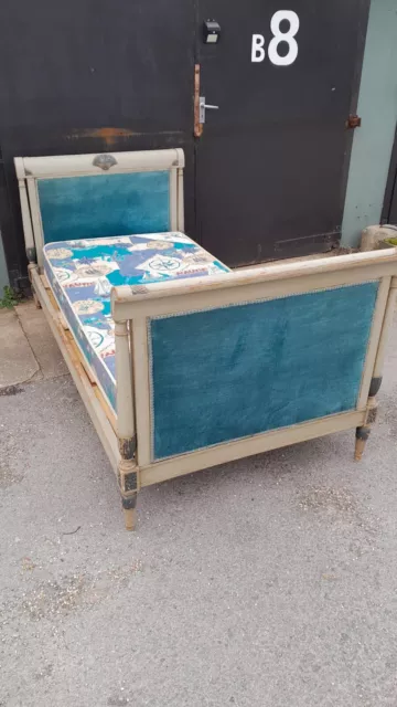 A French single or Day bed.. upholstered both ends All original paint ..Pretty