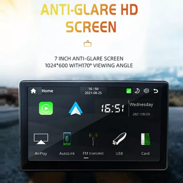 7in Touch Screen Portable Monitor Wireless Carplay Android Auto Car MP5 Player