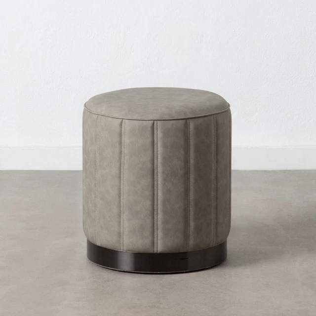 Puff Grigio Ecopelle 38x38x42 cm DMF