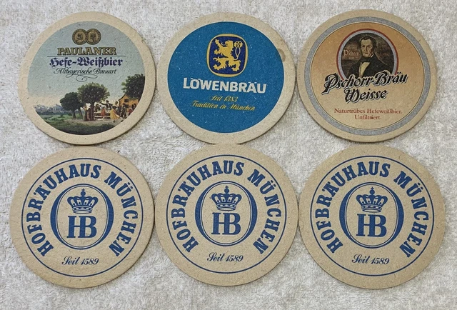 6 Older Larger Imports Foreign Beer Coasters