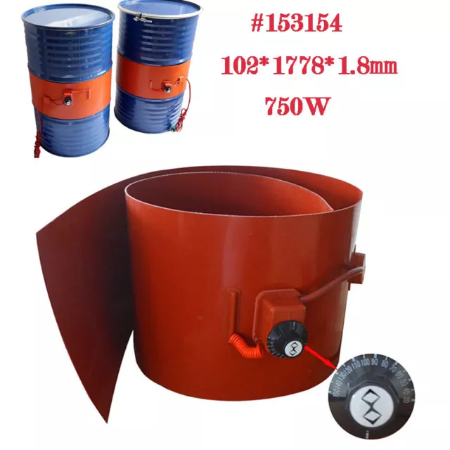 USED 53 Gal/200L 110V Temperature Control Oil Drum Heater Thick 102*1778*1.8mm