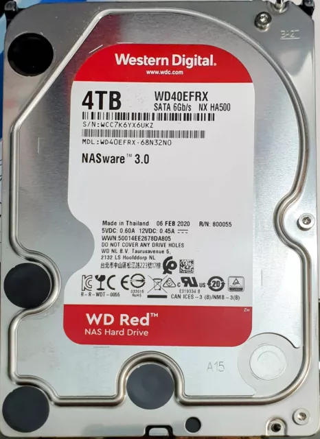 TOP! WESTERN DIGITAL RED 4TB WD40EFRX 5400U/min NASWARE 3.0 SATA III 3.5'' Zoll