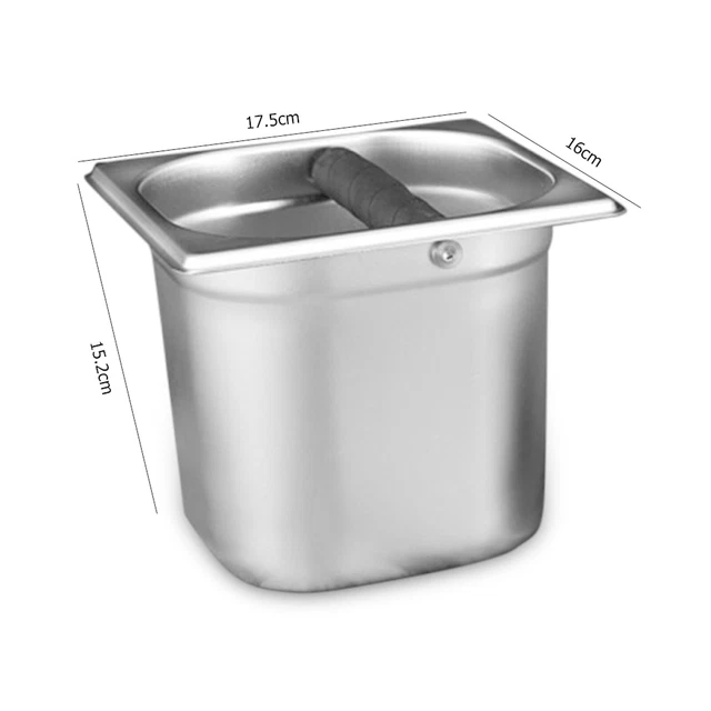 Coffee Residue Bin Bucket Espresso Grounds Knock Box with Tamp Tube Bar New