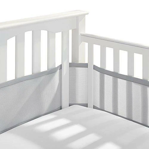 BreathableBaby Breathable Mesh Crib Liner – Classic Collection – Gray –