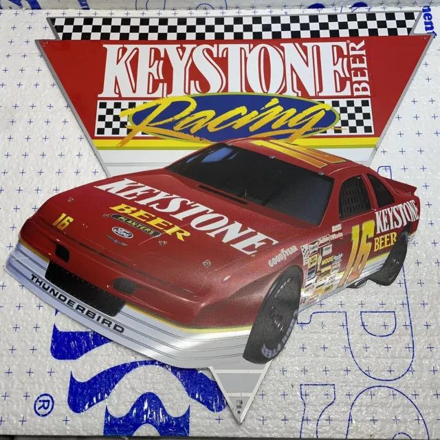 Vtg Orig Keystone Beer Racing Advertising Metal Sign Bar Pub 23" Man Cave Nascar