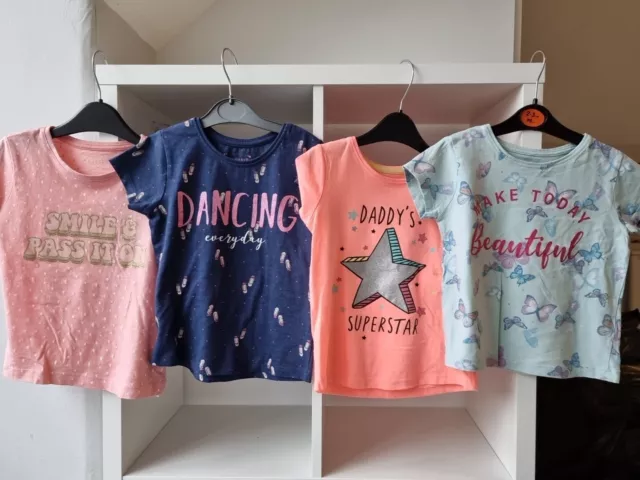 Primark Girls Bundle Of Tshirts Blue And Pink Age 3-4 Years