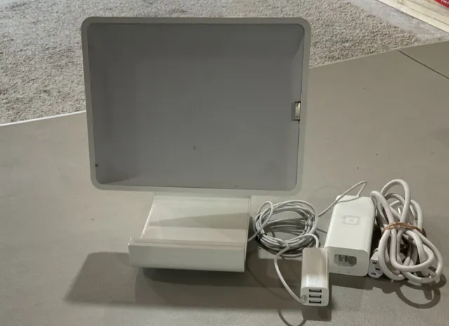Square Register Stand White With Cords - Used