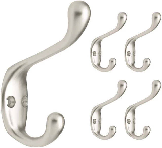 Franklin Brass Heavy Duty Coat and Hat Hook Wall Hooks 3 Inches, 5-Pack, Matte N