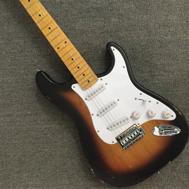 Relic ST Electric Guitar White Pickguard SSS Pickup Tremolo Bridge Free Shipping