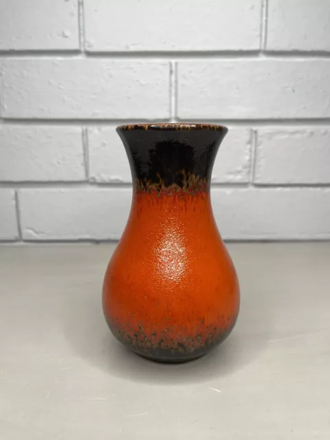 Vintage West German Pottery 1404/15 Orange Lava Vase Small Retro Mid Century MCM