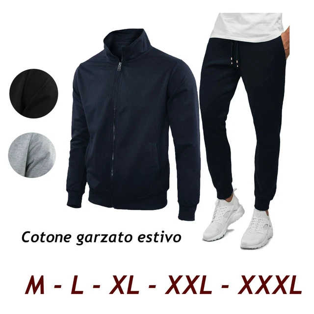 Tuta Uomo Completa Estiva Casual Giacca con Cerniera Pantaloni M L XL XXL XXXL