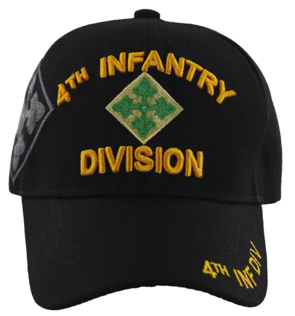 New! Us Army 4Th Inf Div Infantry Division Ivy Ball Cap Hat Black