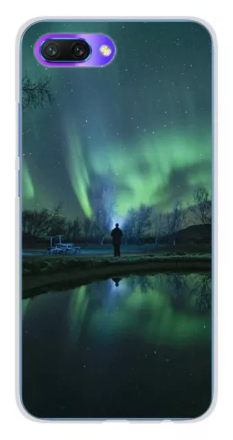 Coque en silicone imprimée compatible Huawei Honor 10 Aurores Boréales