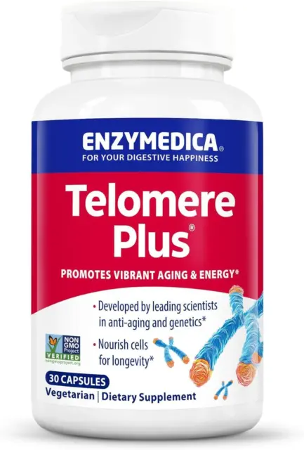 Enzymedica Télomères Plus 30 Capsules, Cellulaire Santé, Energey & Vitalité