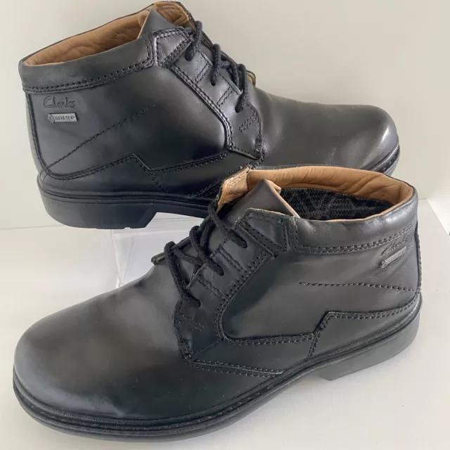 CLARKS MEN’S BLACK Leather Active Air Goretex Walking Boots Size UK 9 ...