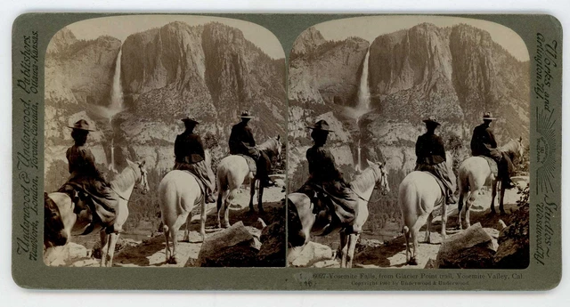 YOSEMITE CABALLO RIDERS Cascadas De Glacier Punto Senda Estereoscopia ...