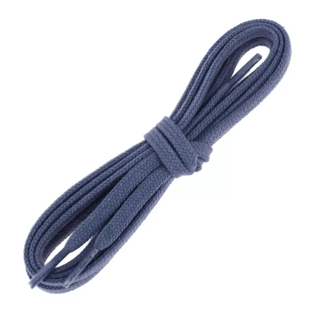 Les Lacets Français. Lacets plats et fins. 5MM, Coton. Bleu plomb.  -