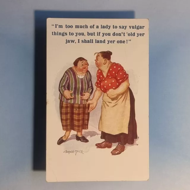Comic Postcard C1930 Donald McGill Fat Women Argue Vulgar Land Yer One