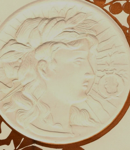1870s-80s Heavily Embossed Dresden Cameo Card Grecian Roman Lady #6B
