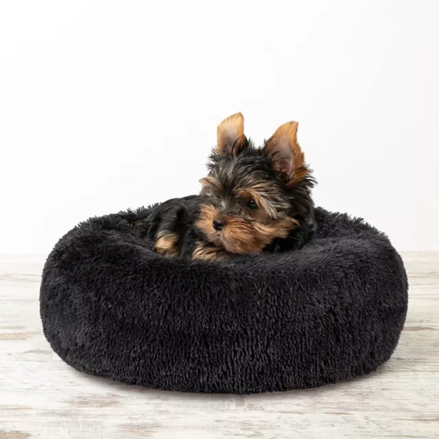 Calming Donut Dog Cat Beds Warm Bed Pet Round Plush Puppy Beds Fluffy Soft Comfy