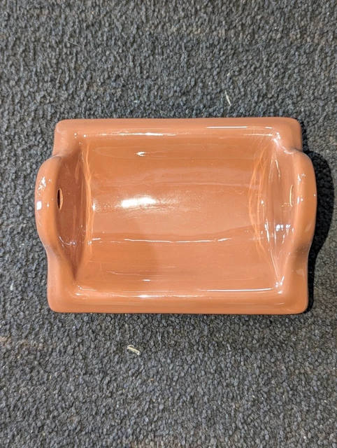 NOS Ceramic Brown Toliet Paper Holder Tile In/wall Mount Mid-century Era Rare