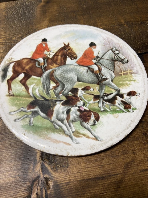 VTG HORSE H&R Johnson Ltd Ceramic Round Tile Made in England 6" RARE