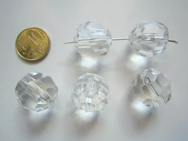 Perlas bola gigante transparente 20 mm X 5 UNIDADES cristal acrílico facetadas