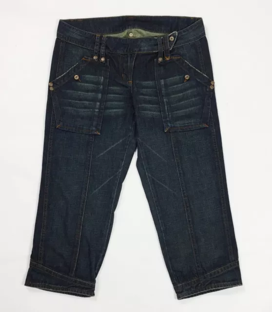 Expensive jeans corto capri shorts bermuda donna usato w30 tg 44 denim blu T3765