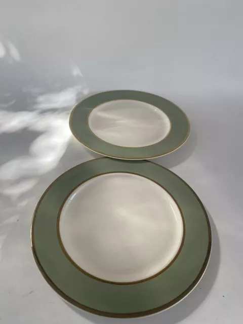 Taylor Smith & Taylor Classic Heritage Celadon Green 2 Dinner Plates USA MCM Vtg