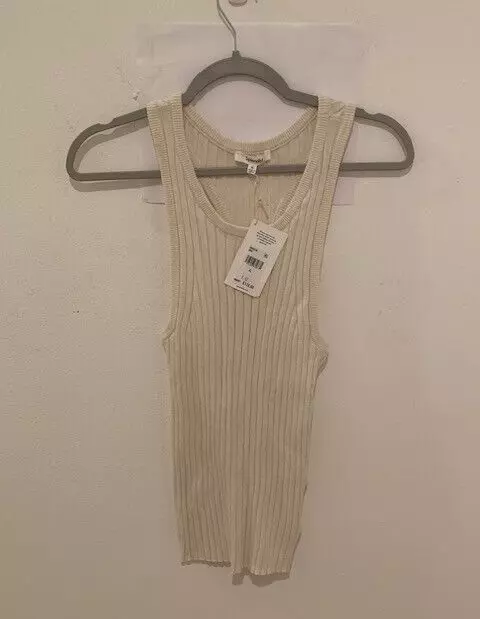 Splendid NWT cream ivory cotton racerback ribbed tank top size xl