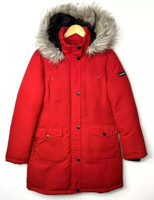 CANADIANA WOMENS DOWN Parka Winter Jacket Faux Fur Hood Lined Red Size ...