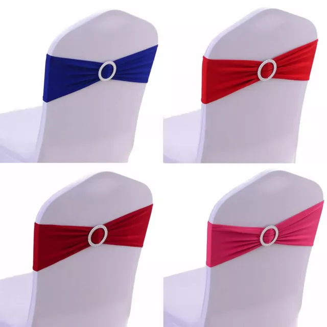 10/25/50/100x New Stretch Spandex Chair Cover Bands Sashes Wedding Banquet Decor