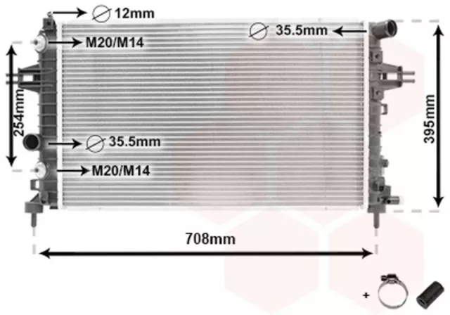 VAN WEZEL Radiatore Acqua Motore Alette Saldato per Opel Astra H L48 1.4