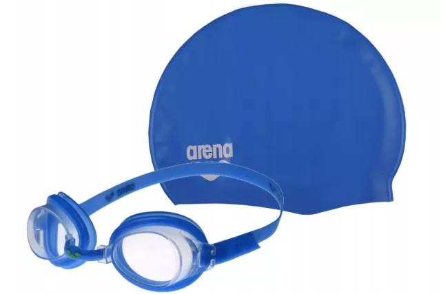 Arena Bambini Set Occhialini-Nuoto Cuffia Piscina Occhiali Cuffietta BLUE