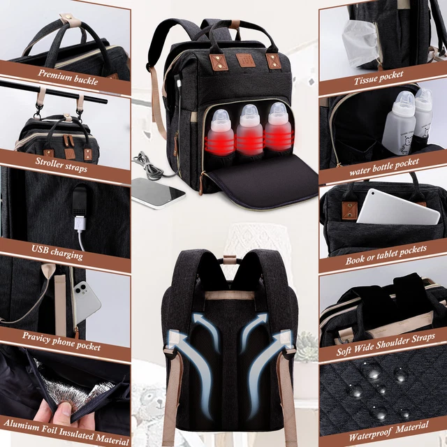 Baby Diaper Bag Backpack Changing Station for Boy Girl Waterproof with USB Port 5