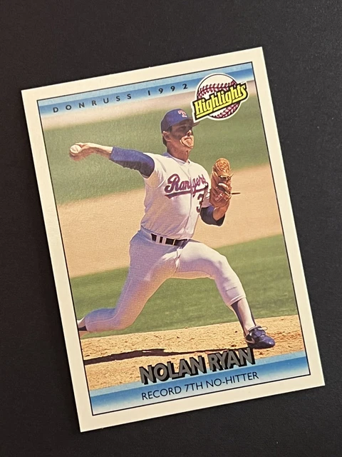 1992 Donruss #154 Nolan Ryan Near Mint Record 7th No hitter Card. Perfect 