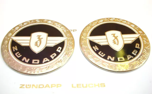 2 x Zündapp Tankemblem 64mm 517-20.142 Plakette KS 50 WC Cross Typ 517