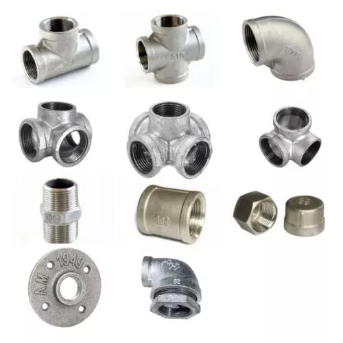 GALVANISED MALLEABLE IRON PIPE FITTINGS BSP WATER STEAM AIR GAS GALV TUBE Pipe