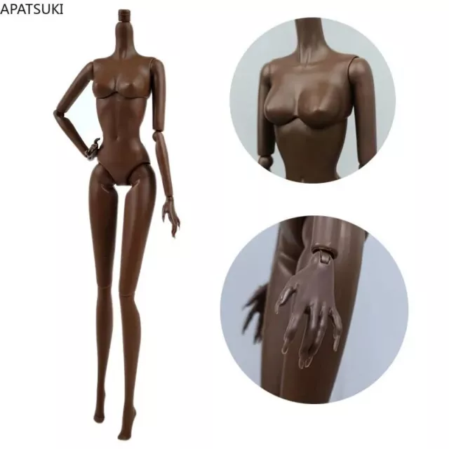 Dunkle Schokolade 11 Gelenke DIY bewegliche nackte Puppe Körper für 11,5 "Puppe