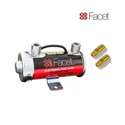 Véritable FACET Haut Rouge Essence Pompe + 8mm Admission / Sortie Unions -